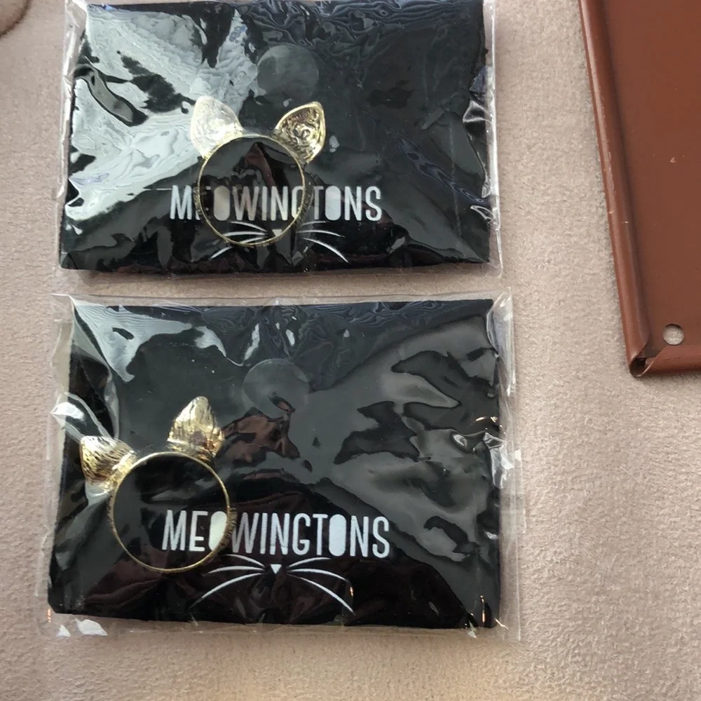 2 Golden Cat Ear Rings